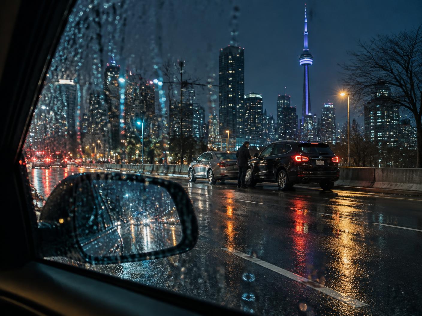 Toronto roadway after a minor vehicle incident